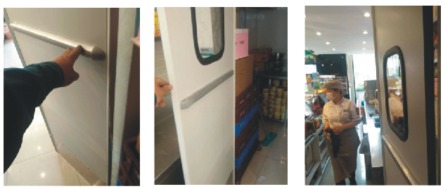 TM-9913 食品超市铝板自由防撞门 安装现场